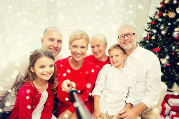 smiling family making selfie at home