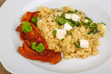 Risotto with mozzarella and bacon