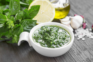 Fresh Basil Pesto and Ingredients
