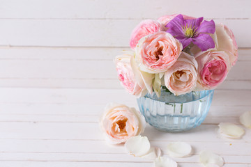 Obraz na płótnie Canvas Roses, jasmine and clematis flowers
