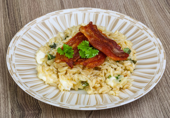 Risotto with mozzarella and bacon
