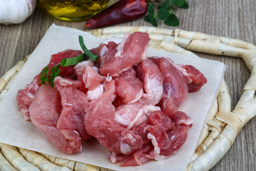 Diced pork meat