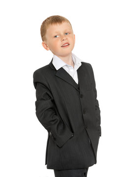 little boy in a suit