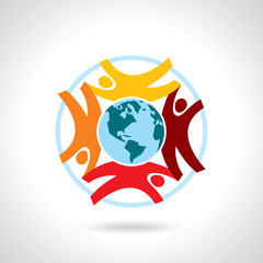 Earth Globe with people teamwork concept