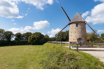 Landscape with old Windmill in France, Normandy