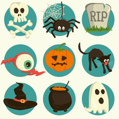 Set of vector Halloween cartoon icons
