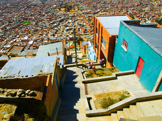 Fototapeta na wymiar Houses of La Paz in Bolivia
