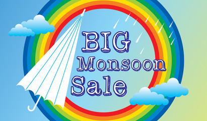 Monsoon offer and sale banner, offer or poster.