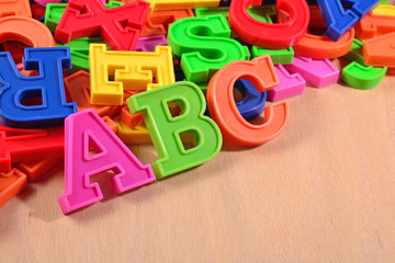 Colored plastic alphabet letters ABC