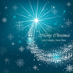 Christmas vector background with snow effect and snowflakes. Design for your greeting card or postcard.