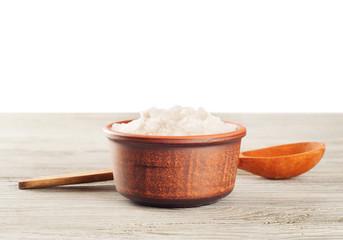 Aromatic salt and wooden spoon