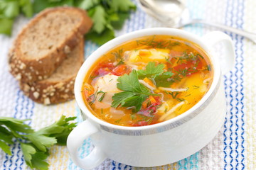 Chicken soup with vegetables