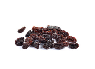 Dried raisins on a white background