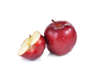 Fresh red apple on a white background