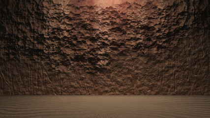 Rock wall background with ground cracked