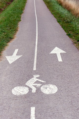 Asphalt cycle path in France..