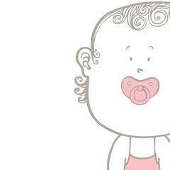 Baby's pacifier in baby's girl's mouth