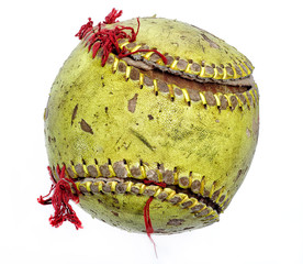 Wornout and torn softball