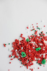 Christmas sprinkles on a white background 