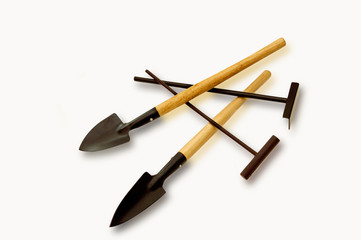 collection of spades on a white background