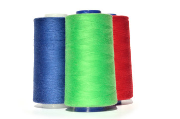 Green blue and red thread