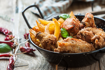 Chicken with fries