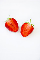 Strawberry isolated. Collection of slices and a half