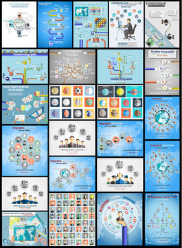 COLLECTION TEAMWORK FLAT INFOGRAPHIC TIMELINE