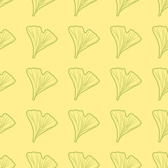 Ginkgo biloba pattern seamless.  Silhouette of ginkgo leaves