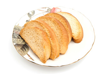 some crackers on glass plate