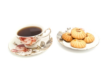 mug of tea and delicious cookies