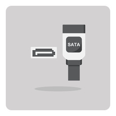 Vector of flat icon, SATA connector for computer on isolated background