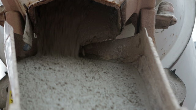 Cement concrete mixer truck closeup