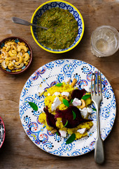 veggy millet pilaf with beet and feta
