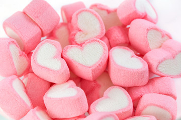 Close up of marshmallow in heart shape, lovely style