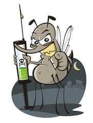 Funny mosquito with toxic syringe