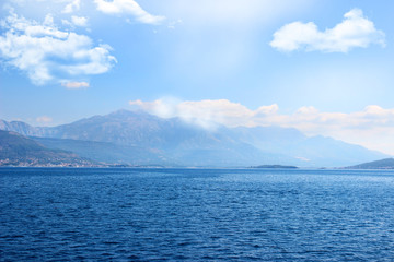 Kotor bay, Montenegro. Adriatic sea. Sea view. Mountains view