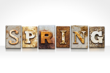 Spring Letterpress Concept Isolated on White