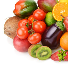 fruits and vegetables isolated on white background