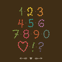 Cute hand drawn numbers with hearts