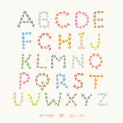 Cute hand drawn font with hearts
