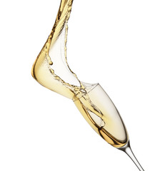 champagne splash from glass isolated on the white background