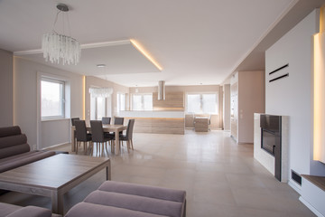 Roomy interior with sofa set