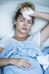 Woman suffering from influenza