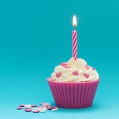Cupcake mit Kerze
