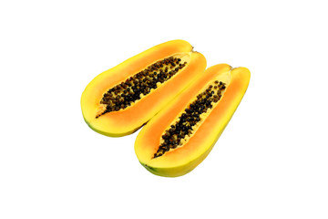Fresh papaya isolated on a white background.
