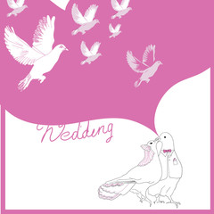Wedding card of doves