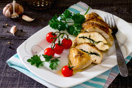 Chicken fillet baked in a rustic style