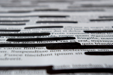 Lorem ipsum text that has been redacted - obrazy, fototapety, plakaty