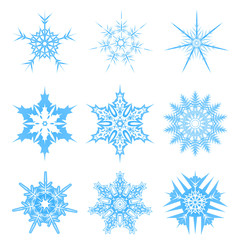 Fototapeta premium Set of snowflakes for the new year 2016. Set of linear round fi
